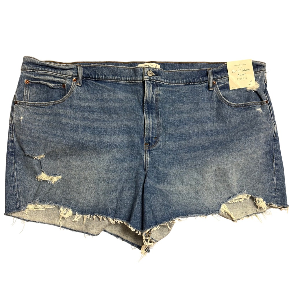 Abercrombie & Fitch Mom Jean Shorts‎ High Rise Distressed Denim Size 36/22